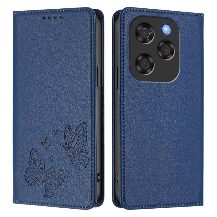 For Coolpad X100 Strong Magnetic Dual Butterfly RFID Vegan Leather Phone Case