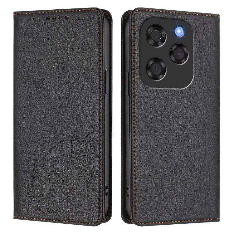 For Coolpad X100 Strong Magnetic Dual Butterfly RFID Vegan Leather Phone Case