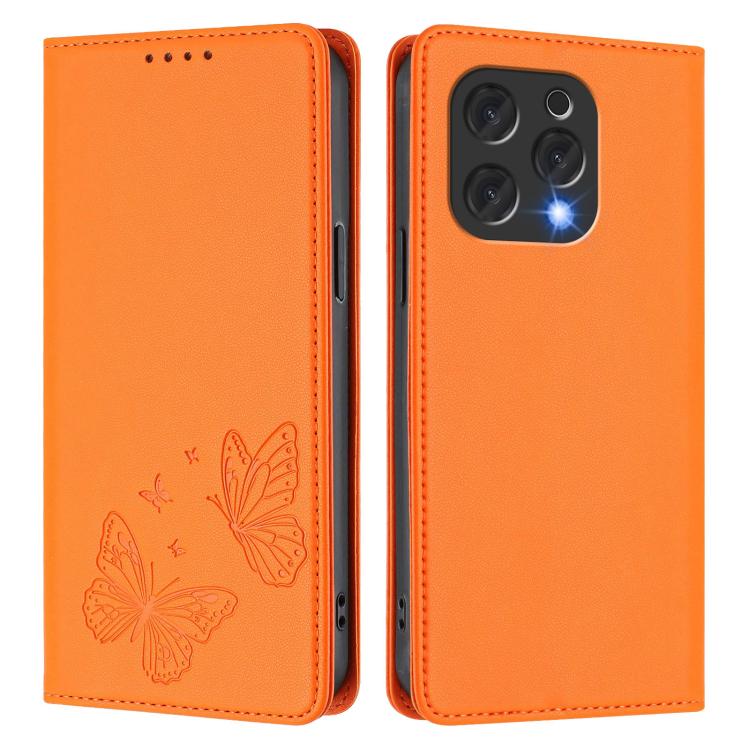For Doogee N55 / N55 Plus Strong Magnetic Dual Butterfly RFID Vegan Leather Phone Case