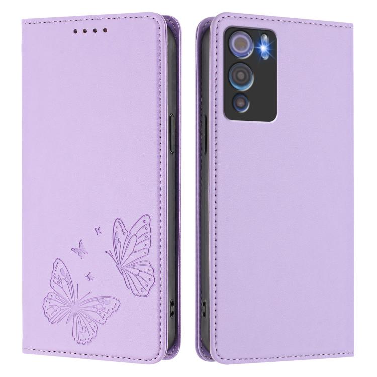 For Doogee N60 Pro Strong Magnetic Dual Butterfly RFID Vegan Leather Phone Case