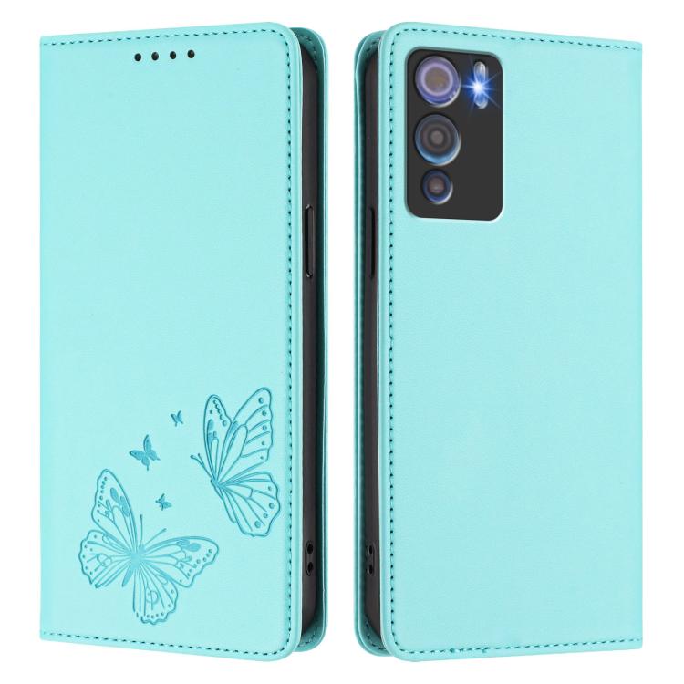 For Doogee N60 Pro Strong Magnetic Dual Butterfly RFID Vegan Leather Phone Case
