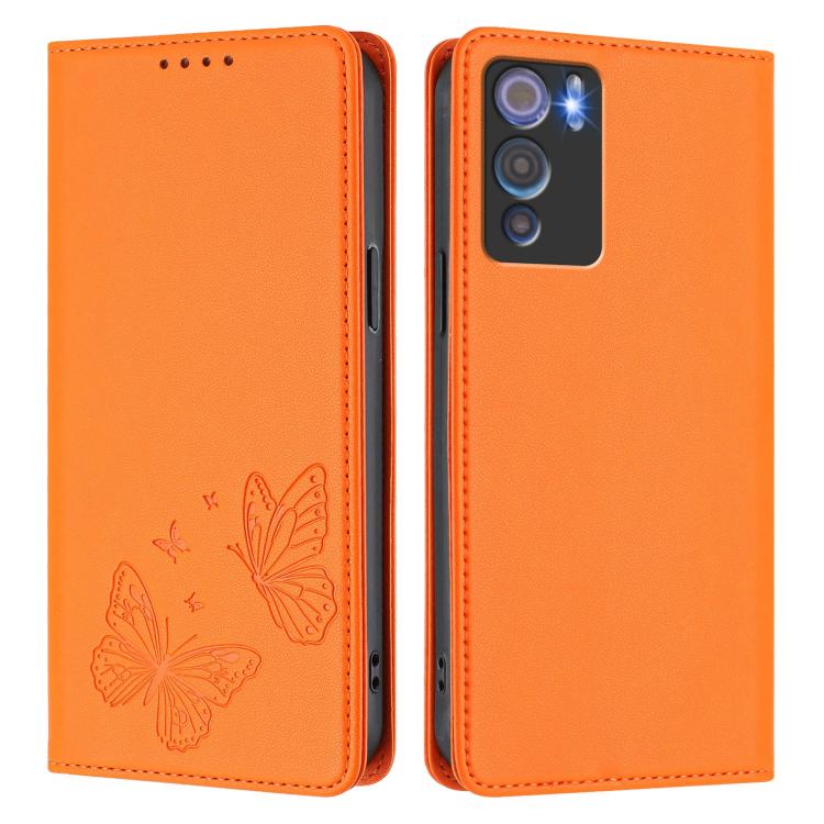 For Doogee N60 Pro Strong Magnetic Dual Butterfly RFID Vegan Leather Phone Case