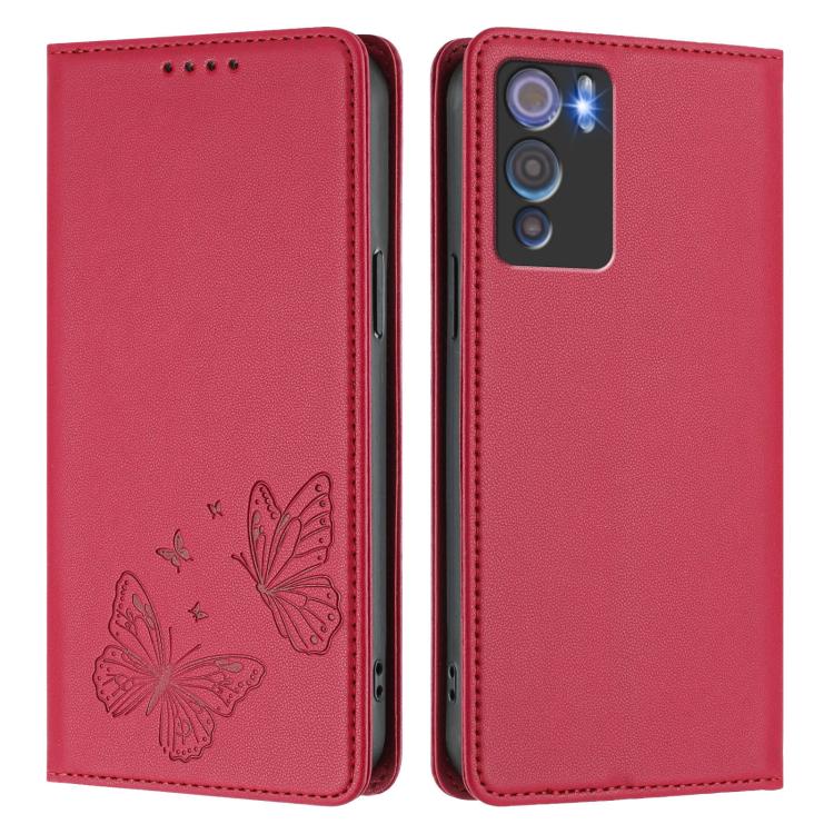 For Doogee N60 Pro Strong Magnetic Dual Butterfly RFID Vegan Leather Phone Case