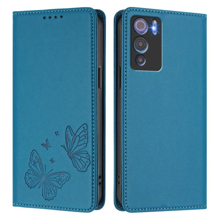 For Doogee N60 Pro Strong Magnetic Dual Butterfly RFID Vegan Leather Phone Case