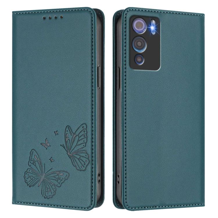 For Doogee N60 Pro Strong Magnetic Dual Butterfly RFID Vegan Leather Phone Case