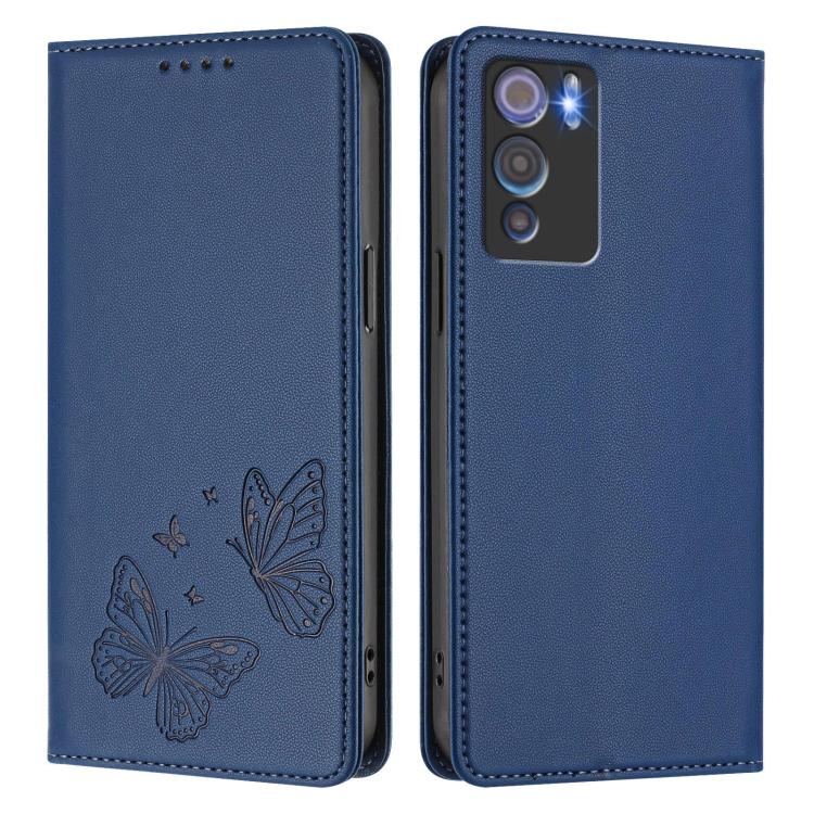 For Doogee N60 Pro Strong Magnetic Dual Butterfly RFID Vegan Leather Phone Case