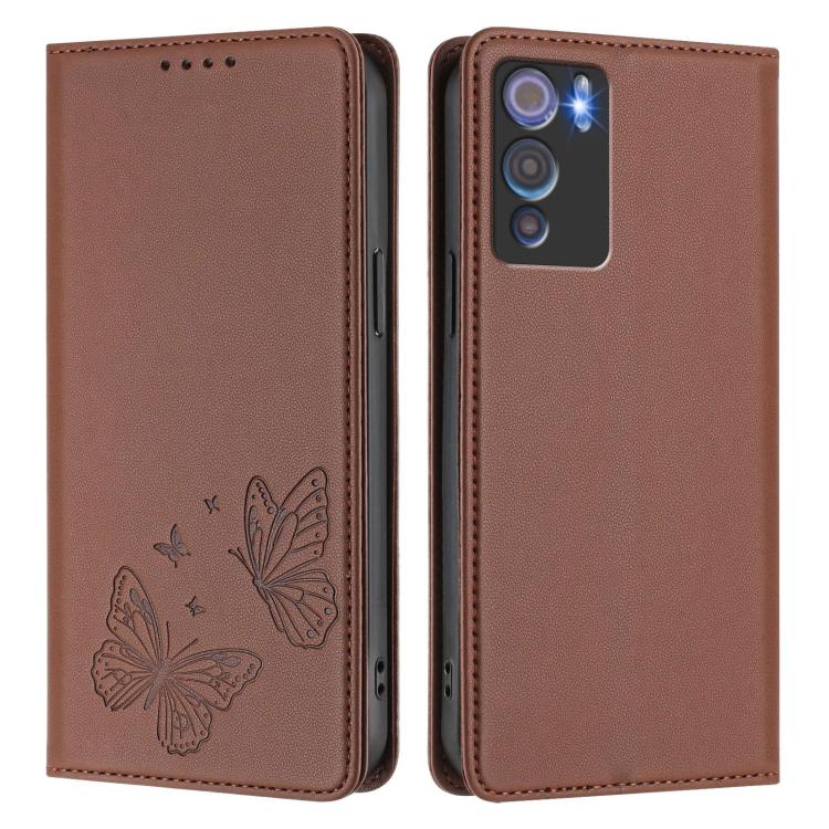 For Doogee N60 Pro Strong Magnetic Dual Butterfly RFID Vegan Leather Phone Case
