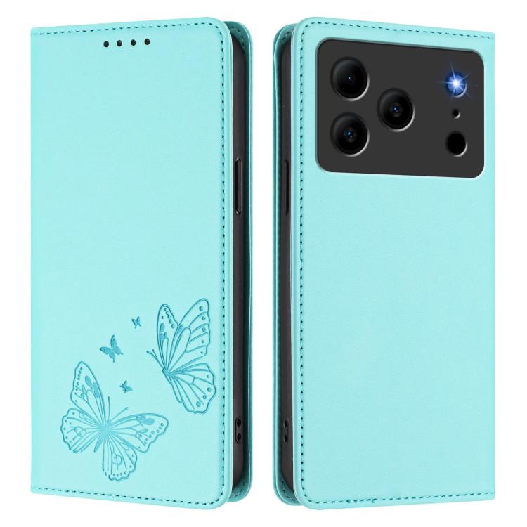 For Doogee Note 56 / Note 56 Pro Strong Magnetic Dual Butterfly RFID Vegan Leather Phone Case