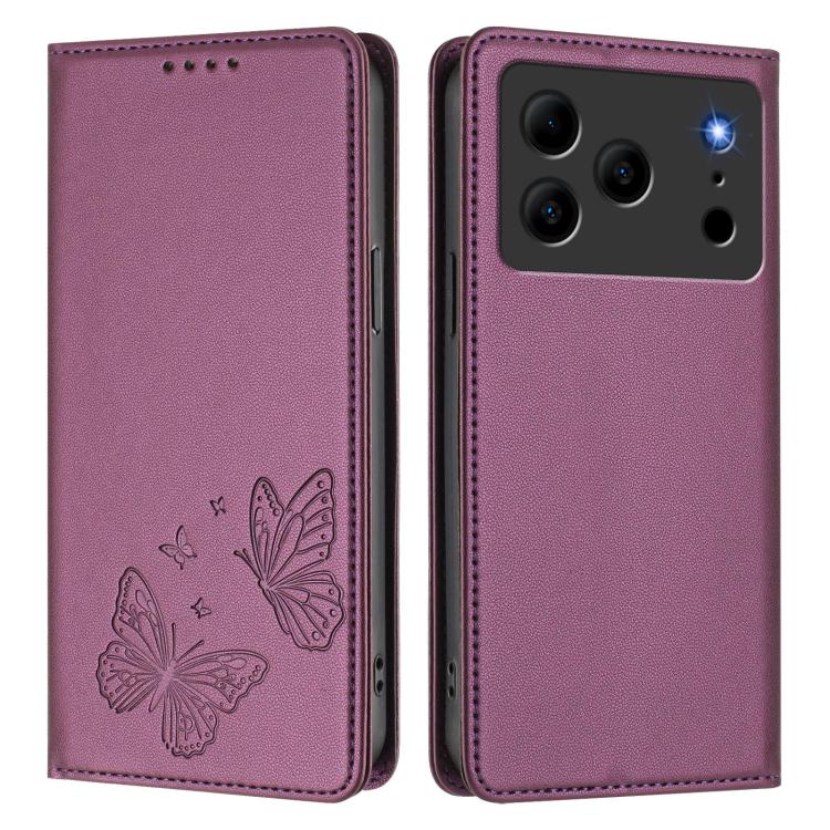 For Doogee Note 56 / Note 56 Pro Strong Magnetic Dual Butterfly RFID Vegan Leather Phone Case