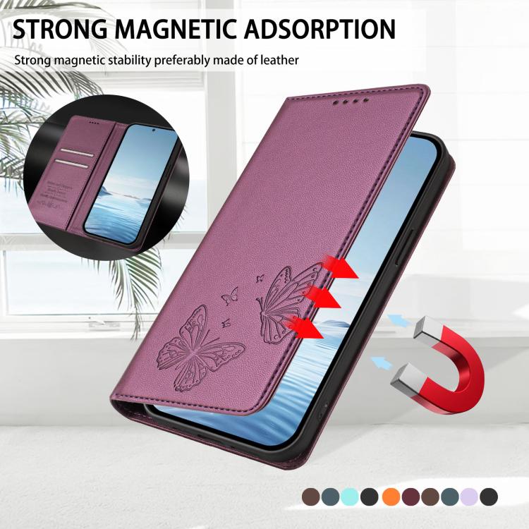 For Doogee Note 56 / Note 56 Pro Strong Magnetic Dual Butterfly RFID Vegan Leather Phone Case