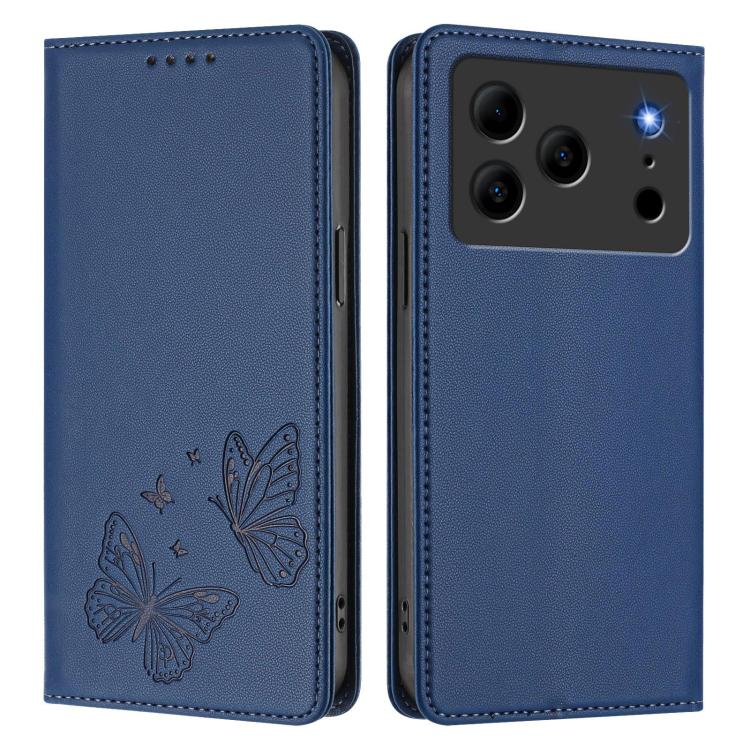 For Doogee Note 56 / Note 56 Pro Strong Magnetic Dual Butterfly RFID Vegan Leather Phone Case