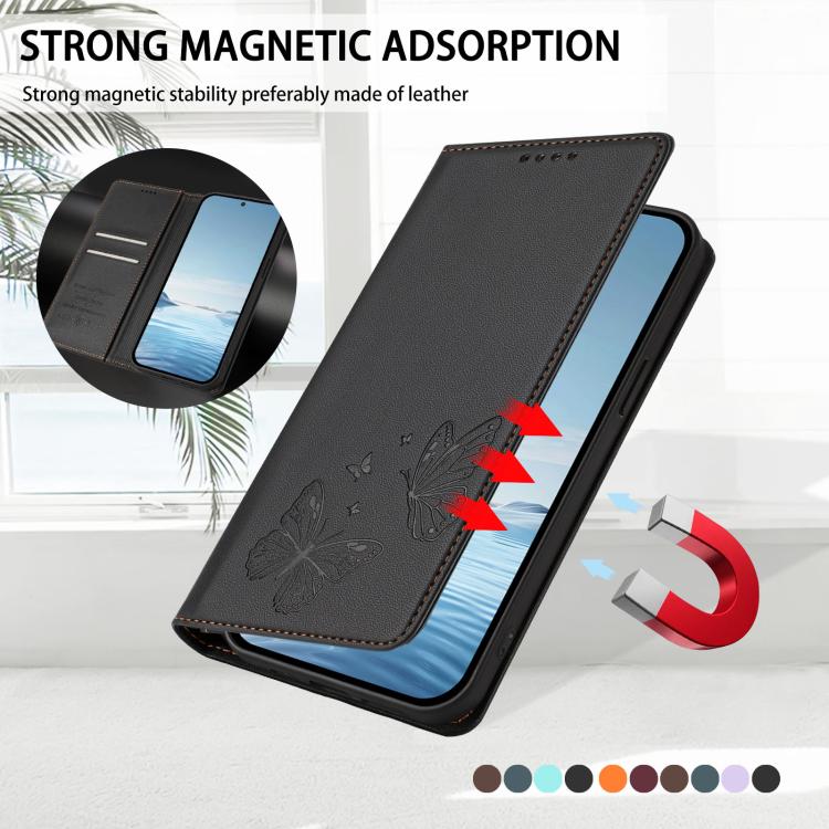 For Doogee Note 56X / Note 56X Pro Strong Magnetic Dual Butterfly RFID Vegan Leather Phone Case