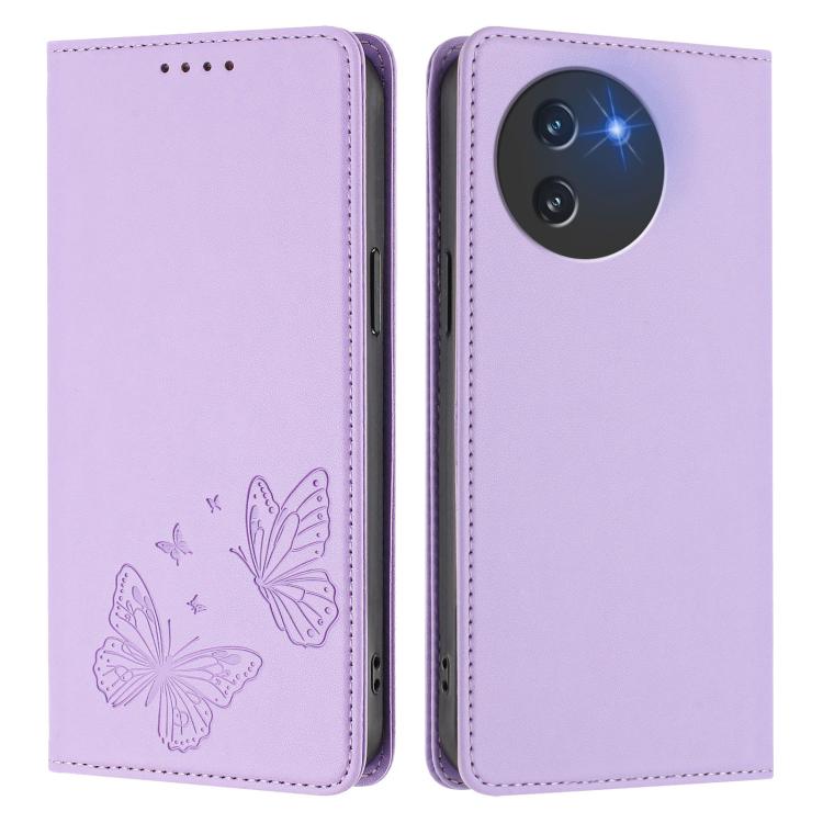 For Doogee Note 59 5G / Note 59 Pro Strong Magnetic Dual Butterfly RFID Vegan Leather Phone Case