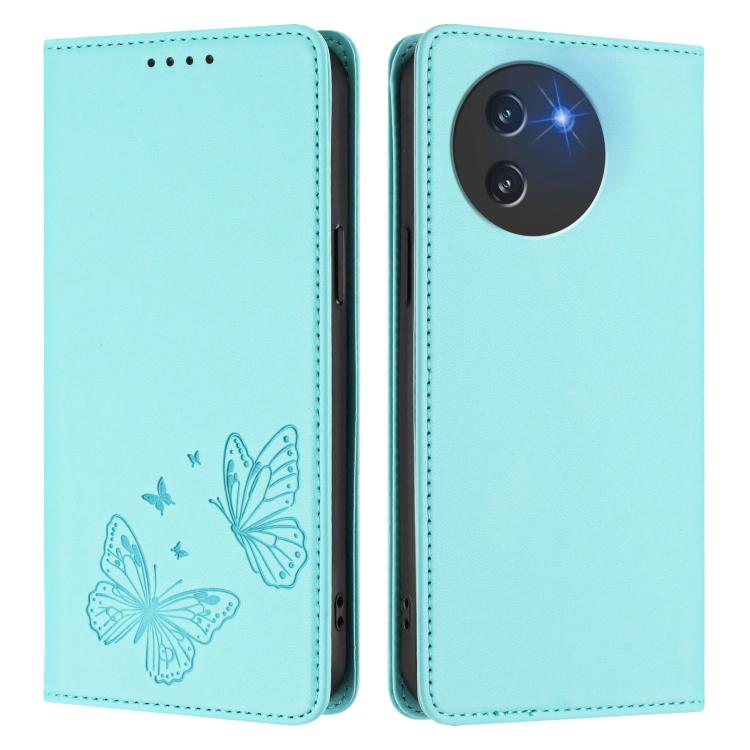 For Doogee Note 59 5G / Note 59 Pro Strong Magnetic Dual Butterfly RFID Vegan Leather Phone Case