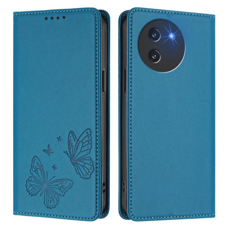 For Doogee Note 59 5G / Note 59 Pro Strong Magnetic Dual Butterfly RFID Vegan Leather Phone Case