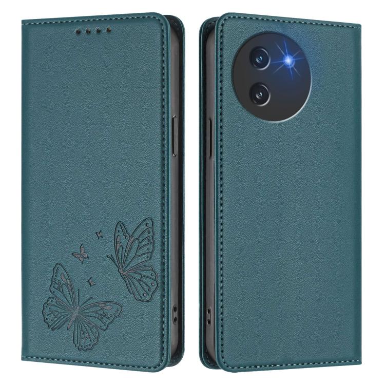 For Doogee Note 59 5G / Note 59 Pro Strong Magnetic Dual Butterfly RFID Vegan Leather Phone Case