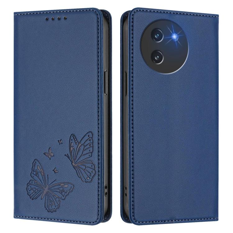 For Doogee Note 59 5G / Note 59 Pro Strong Magnetic Dual Butterfly RFID Vegan Leather Phone Case