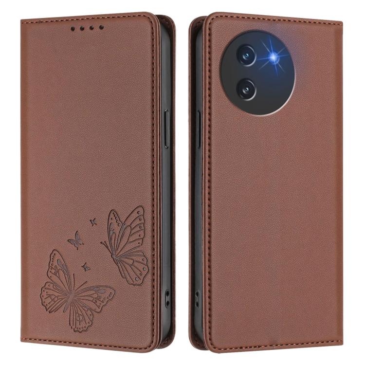 For Doogee Note 59 5G / Note 59 Pro Strong Magnetic Dual Butterfly RFID Vegan Leather Phone Case