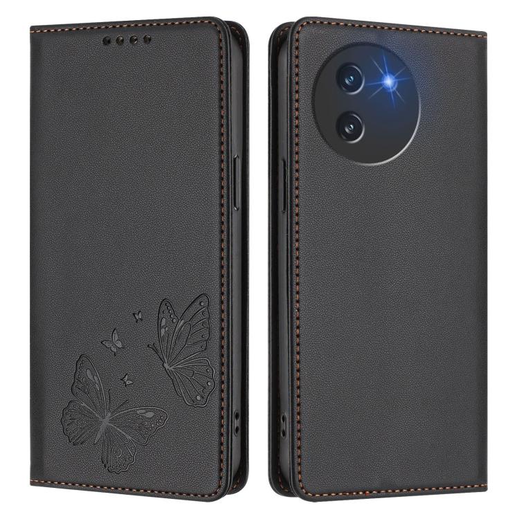 For Doogee Note 59 5G / Note 59 Pro Strong Magnetic Dual Butterfly RFID Vegan Leather Phone Case