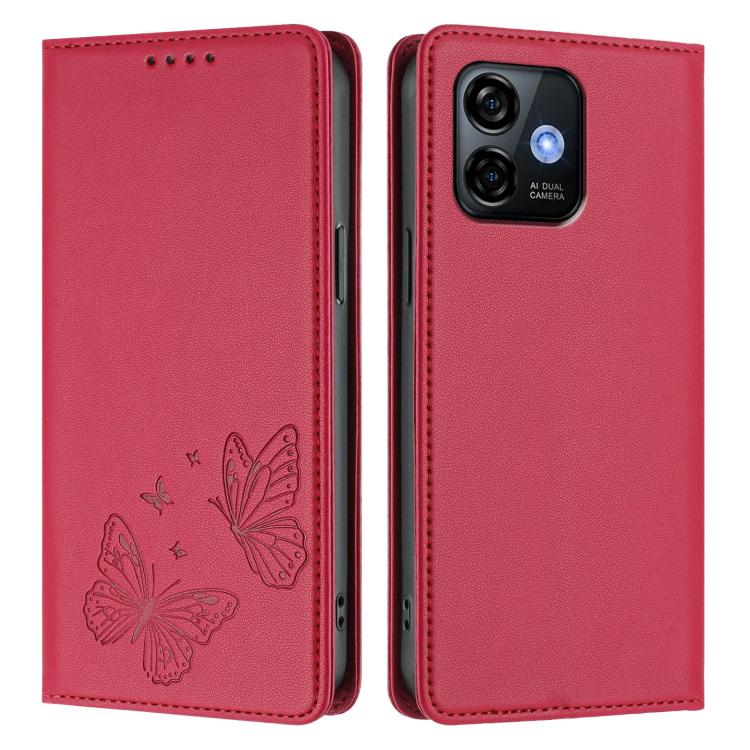 For Ulefone Note 16 Pro Strong Magnetic Dual Butterfly RFID Vegan Leather Phone Case