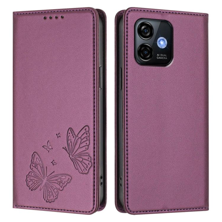 For Ulefone Note 16 Pro Strong Magnetic Dual Butterfly RFID Vegan Leather Phone Case
