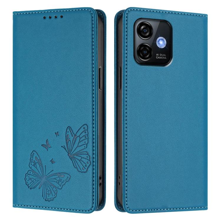 For Ulefone Note 16 Pro Strong Magnetic Dual Butterfly RFID Vegan Leather Phone Case