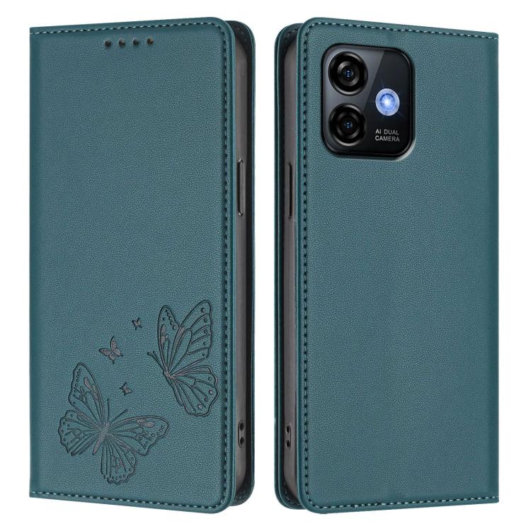 For Ulefone Note 16 Pro Strong Magnetic Dual Butterfly RFID Vegan Leather Phone Case