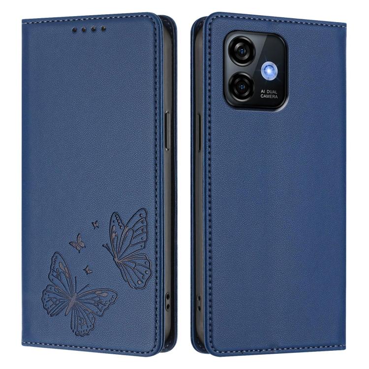 For Ulefone Note 16 Pro Strong Magnetic Dual Butterfly RFID Vegan Leather Phone Case