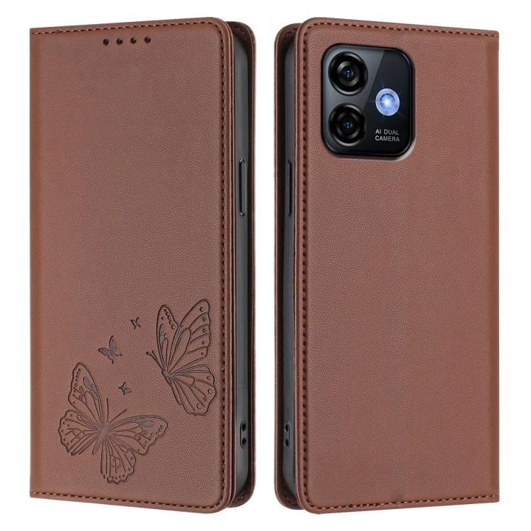 For Ulefone Note 16 Pro Strong Magnetic Dual Butterfly RFID Vegan Leather Phone Case