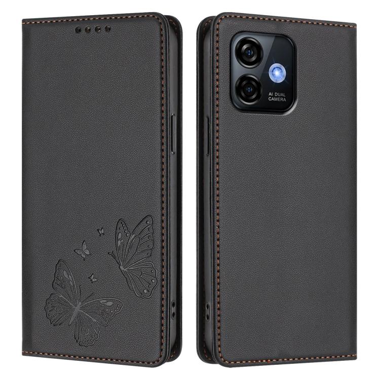 For Ulefone Note 16 Pro Strong Magnetic Dual Butterfly RFID Vegan Leather Phone Case