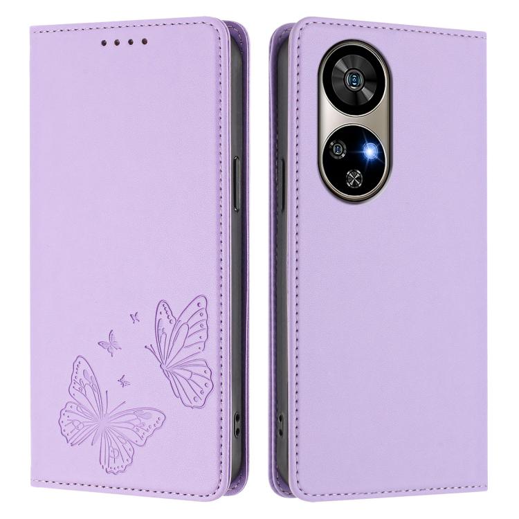 For Ulefone Note 17 Pro Strong Magnetic Dual Butterfly RFID Vegan Leather Phone Case
