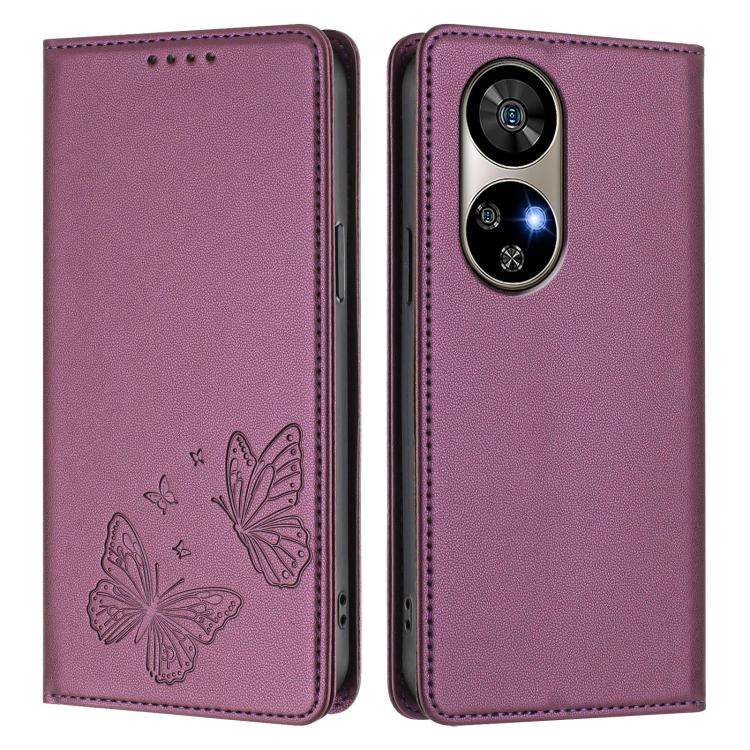 For Ulefone Note 17 Pro Strong Magnetic Dual Butterfly RFID Vegan Leather Phone Case