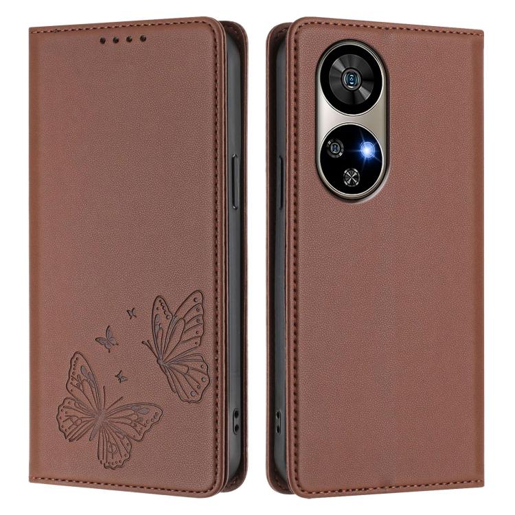 For Ulefone Note 17 Pro Strong Magnetic Dual Butterfly RFID Vegan Leather Phone Case