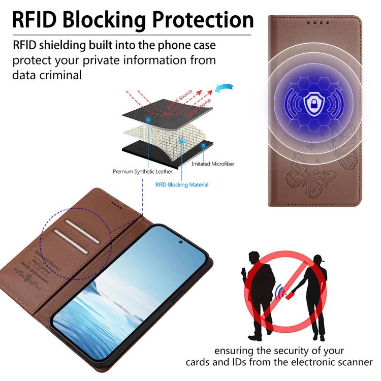 For Ulefone Note 17 Pro Strong Magnetic Dual Butterfly RFID Vegan Leather Phone Case