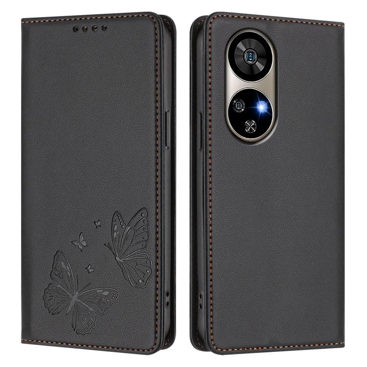 For Ulefone Note 17 Pro Strong Magnetic Dual Butterfly RFID Vegan Leather Phone Case