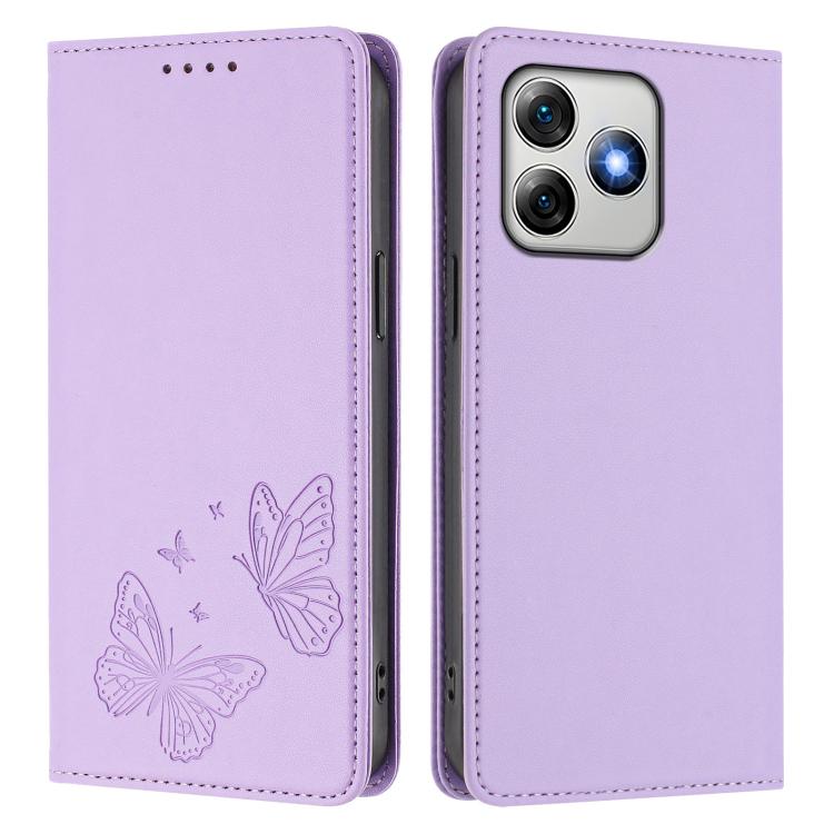 For Ulefone Note 18 Pro / Note 18 Ultra 5G Strong Magnetic Dual Butterfly RFID Vegan Leather Phone Case