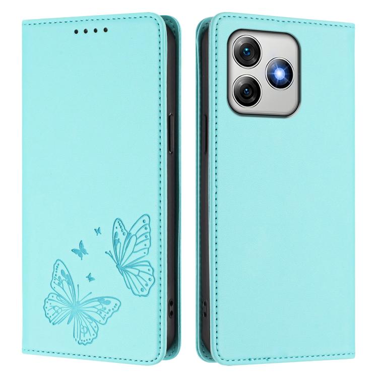 For Ulefone Note 18 Pro / Note 18 Ultra 5G Strong Magnetic Dual Butterfly RFID Vegan Leather Phone Case