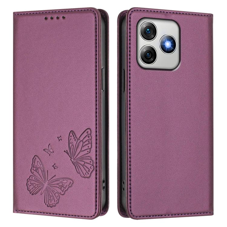For Ulefone Note 18 Pro / Note 18 Ultra 5G Strong Magnetic Dual Butterfly RFID Vegan Leather Phone Case