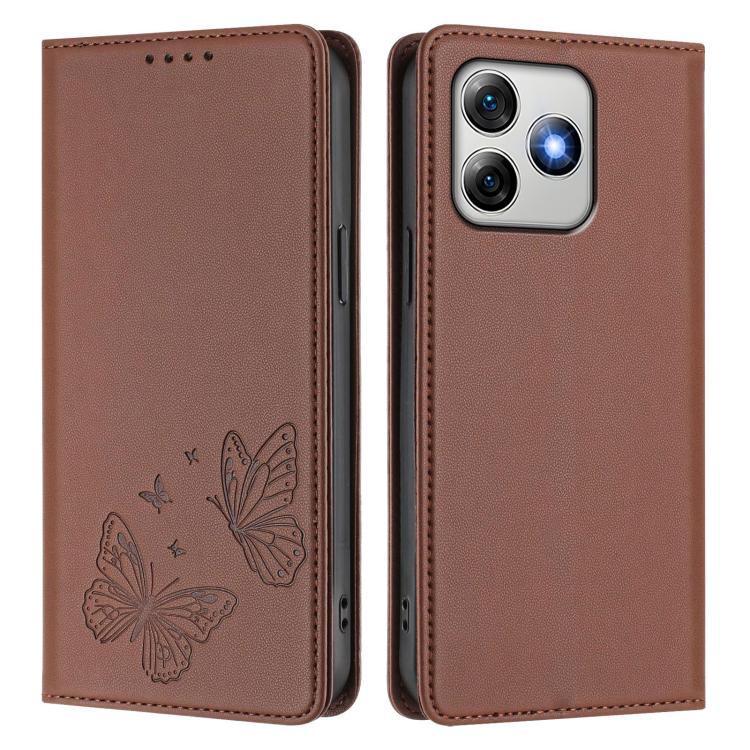 For Ulefone Note 18 Pro / Note 18 Ultra 5G Strong Magnetic Dual Butterfly RFID Vegan Leather Phone Case