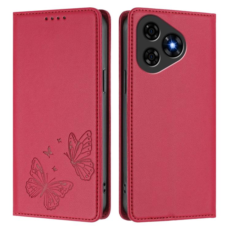 For Ulefone Note 19 Strong Magnetic Dual Butterfly RFID Vegan Leather Phone Case