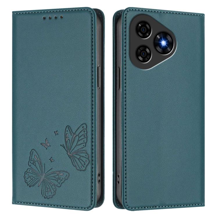 For Ulefone Note 19 Strong Magnetic Dual Butterfly RFID Vegan Leather Phone Case