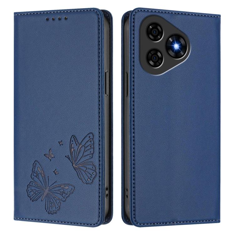 For Ulefone Note 19 Strong Magnetic Dual Butterfly RFID Vegan Leather Phone Case