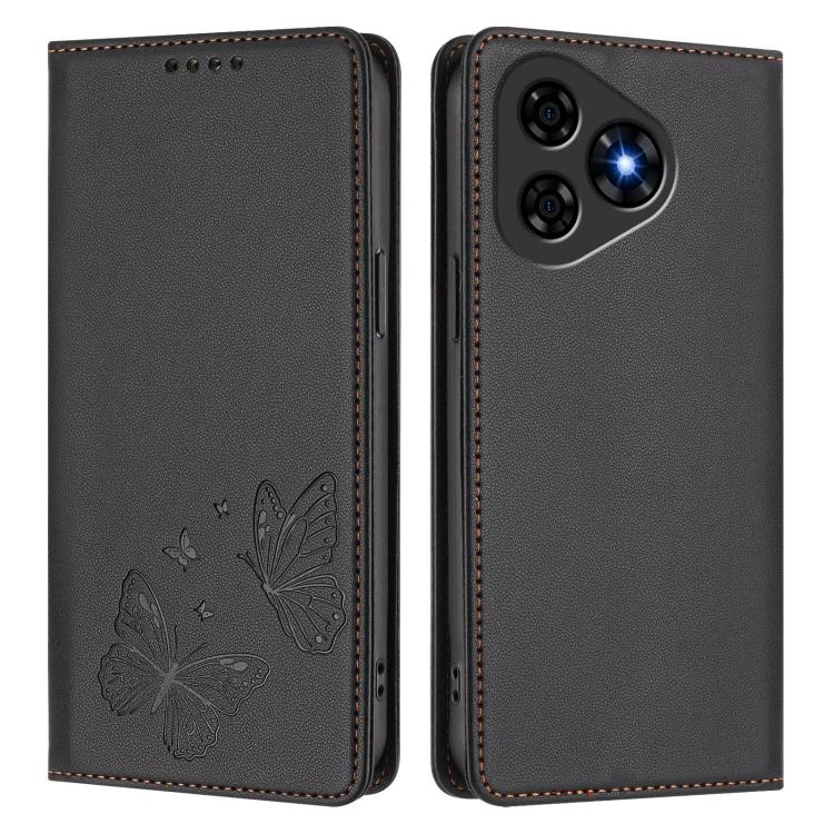 For Ulefone Note 19 Strong Magnetic Dual Butterfly RFID Vegan Leather Phone Case