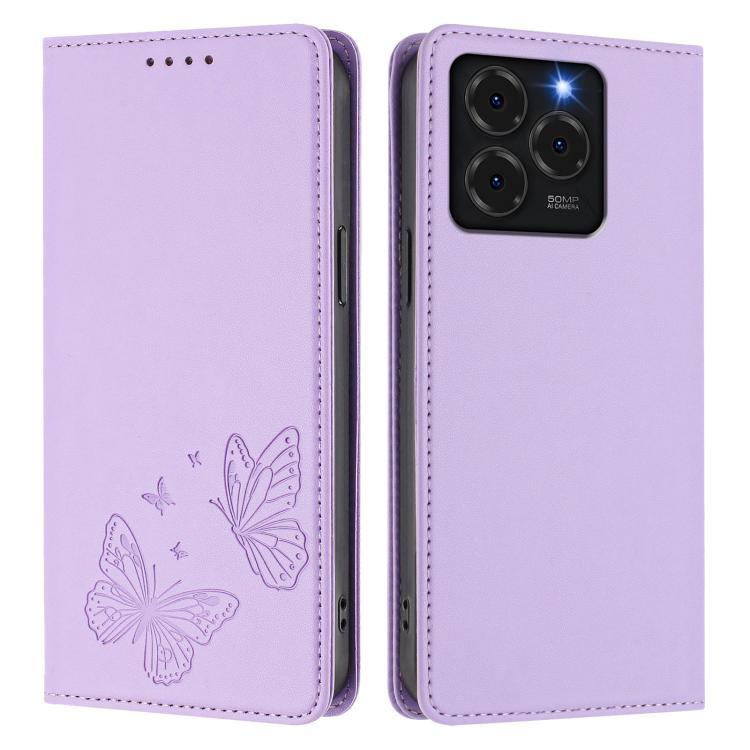 For Ulefone Note 20 Pro Strong Magnetic Dual Butterfly RFID Vegan Leather Phone Case