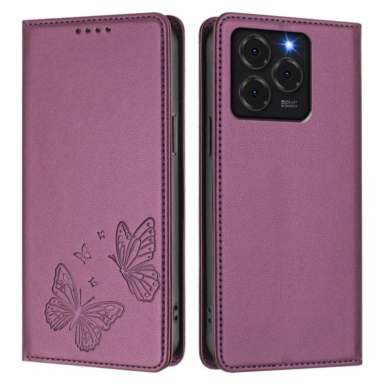 For Ulefone Note 20 Pro Strong Magnetic Dual Butterfly RFID Vegan Leather Phone Case