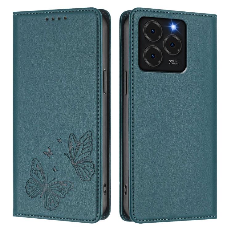 For Ulefone Note 20 Pro Strong Magnetic Dual Butterfly RFID Vegan Leather Phone Case