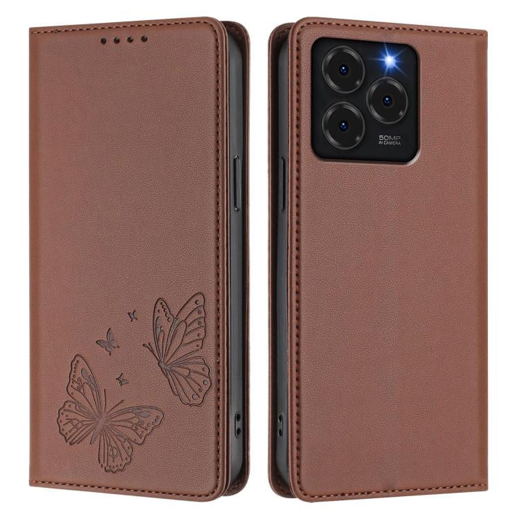 For Ulefone Note 20 Pro Strong Magnetic Dual Butterfly RFID Vegan Leather Phone Case