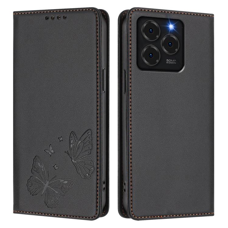For Ulefone Note 20 Pro Strong Magnetic Dual Butterfly RFID Vegan Leather Phone Case