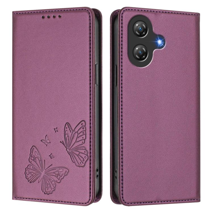For Ulefone Note 21 Strong Magnetic Dual Butterfly RFID Vegan Leather Phone Case