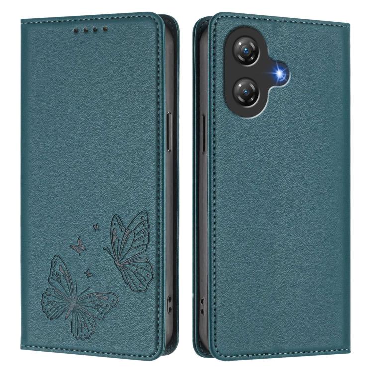 For Ulefone Note 21 Strong Magnetic Dual Butterfly RFID Vegan Leather Phone Case